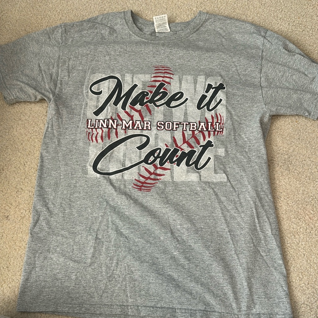 Size Mediumm Grey Linen Mar Softballl Shirt Brand Fruit Of The Loom